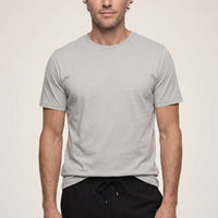 Light Grey Melange Crew Neck Slim Fit 100% Cotton T-shirt