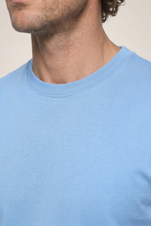 Blue Crew Neck Slim Fit 100% Cotton T-shirt