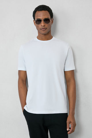 Beyaz Bisiklet Yaka Slim Fit %100 Pamuk Tişört