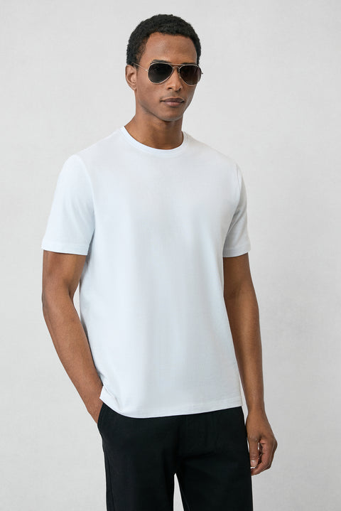 White Crew Neck Slim Fit 100% Cotton T-shirt
