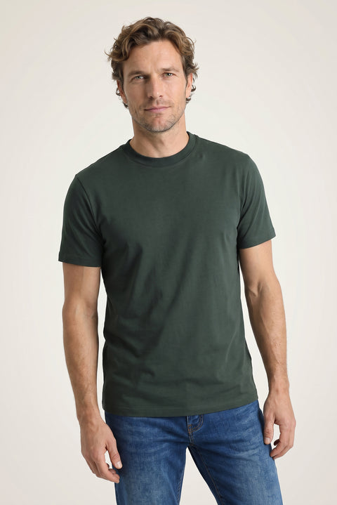 Dark Anthracite Crew Neck Slim Fit 100% Cotton T-shirt