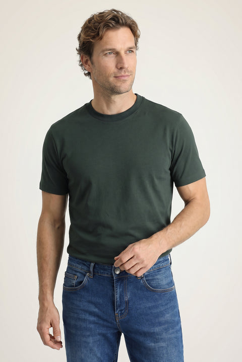 Dark Anthracite Crew Neck Slim Fit 100% Cotton T-shirt