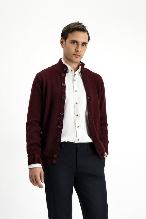 Dark Burgundy Knitted Cardigan