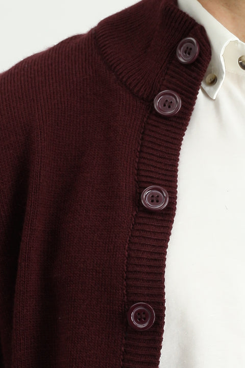 Dark Burgundy Knitted Cardigan