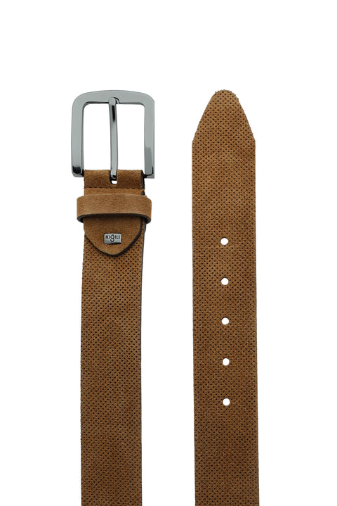 Tan Sport Patterned Suede Belt