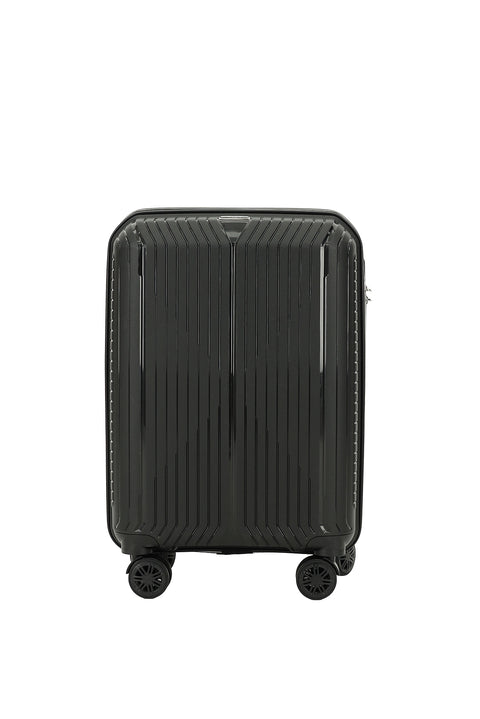 Black PP Striped Small Cabin Size Suitcase