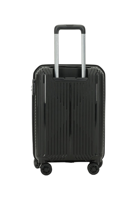 Black PP Striped Small Cabin Size Suitcase