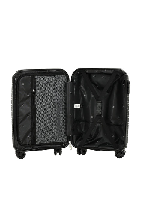 Black PP Striped Small Cabin Size Suitcase