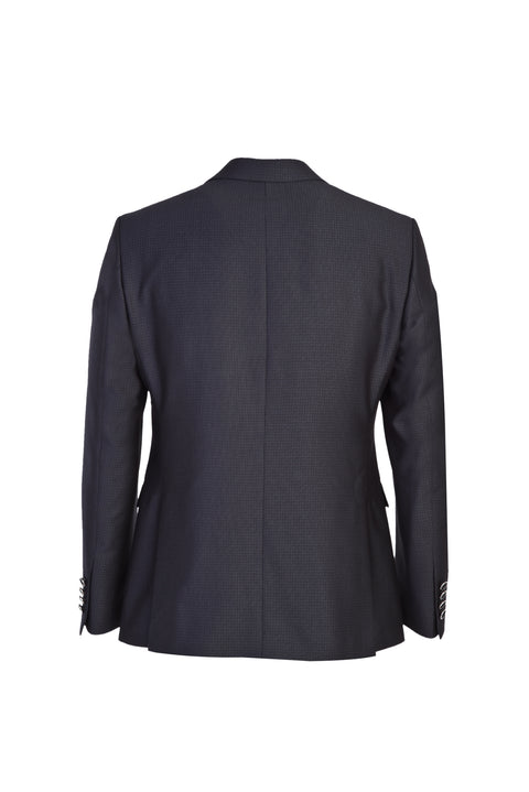 Black and Navy Blue 7 Drop Slim Fit Narrow Cut Mono Collar Vest Tuxedo & Groom Suit