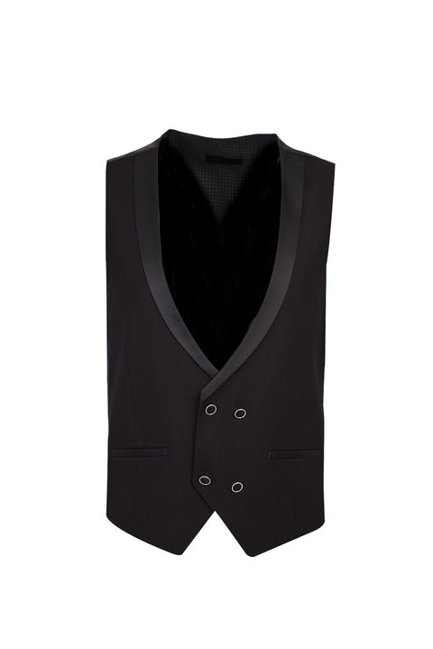 Black 7 Drop Slim Fit Narrow Cut Pointed Collar Vest Tuxedo & Groom Suit