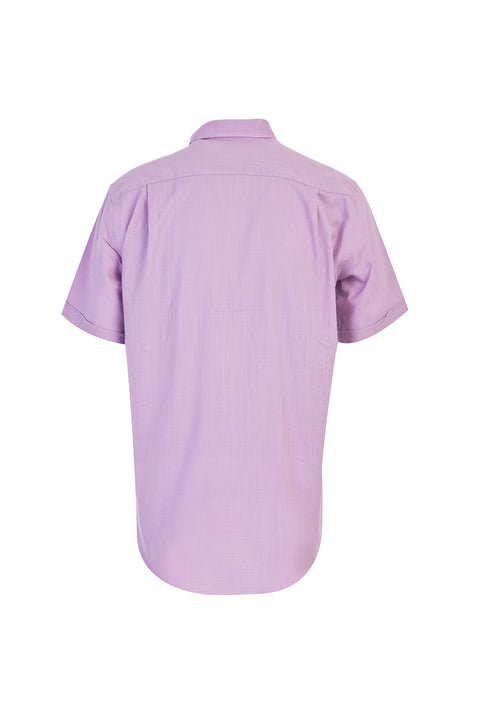 Lilac Short-Sleeve Classic Cotton Shirt