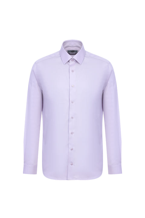 Lila Uzun Kol Slim Fit Dar Kesim Non Iron Klasik Gömlek