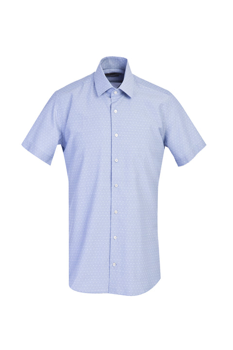 Dark Blue Short Sleeve Slim Fit Patterned Shirt