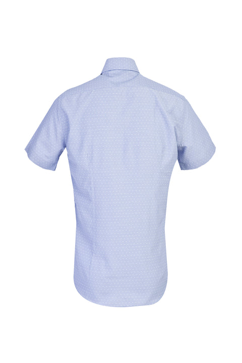 Dark Blue Short Sleeve Slim Fit Patterned Shirt
