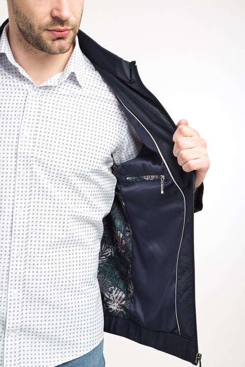 Medium Navy Slim Fit Narrow Cut Seasonal Sport Jacket