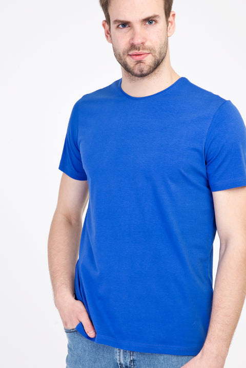 Navy Blue Crew Neck Slim Fit Narrow Cut T-Shirt