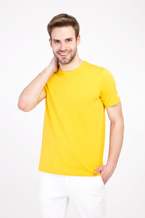 Dark Yellow Crew Neck Slim Fit T-Shirt