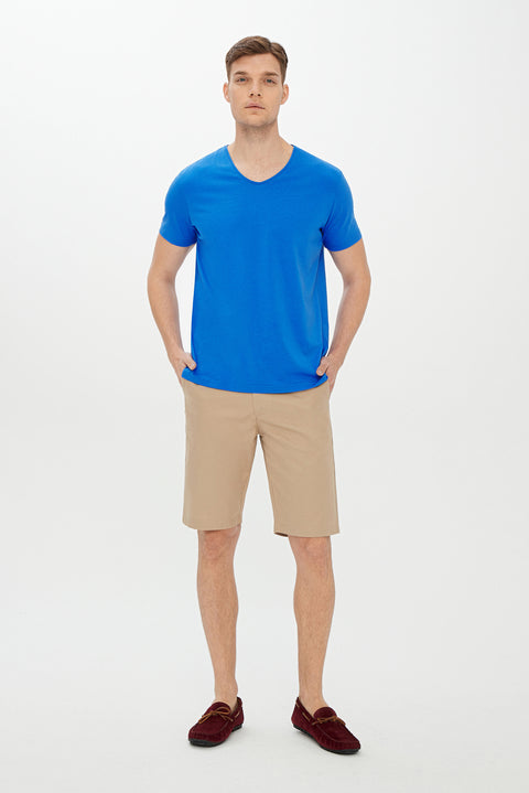 Cobalt Blue V-Neck Slim Fit T-Shirt