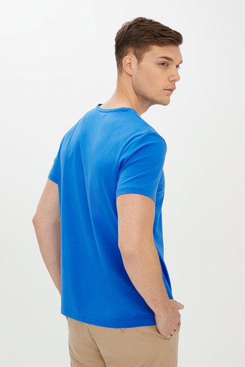 Cobalt Blue V-Neck Slim Fit T-Shirt