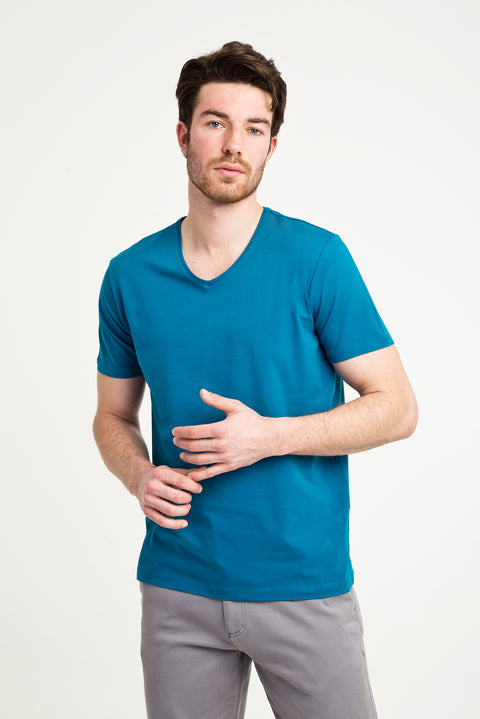 Petrol Green V-Neck Slim Fit T-Shirt