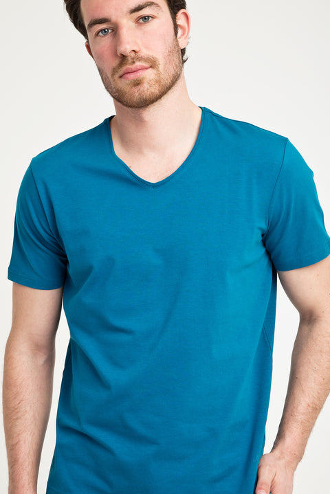Petrol Green V-Neck Slim Fit T-Shirt