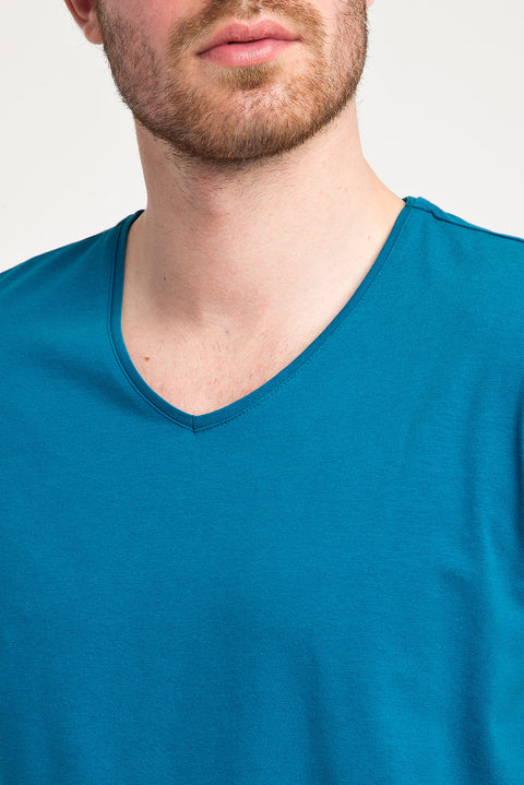 Petrol Green V-Neck Slim Fit T-Shirt