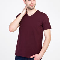 Dark Burgundy V-Neck Slim Fit T-Shirt