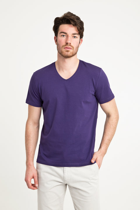 Purple V-Neck Slim Fit T-Shirt