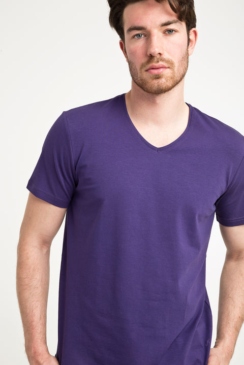 Purple V-Neck Slim Fit T-Shirt