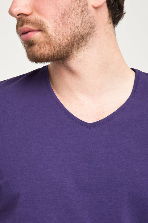 Purple V-Neck Slim Fit T-Shirt