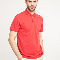 Dark Pomegranate Pocketed Polo Neck Regular Fit Cotton T-Shirt
