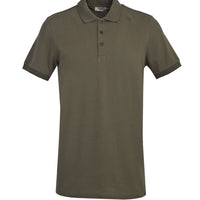 Orta Haki Polo Yaka Slim Fit Dar Kesim Pamuk Tişört