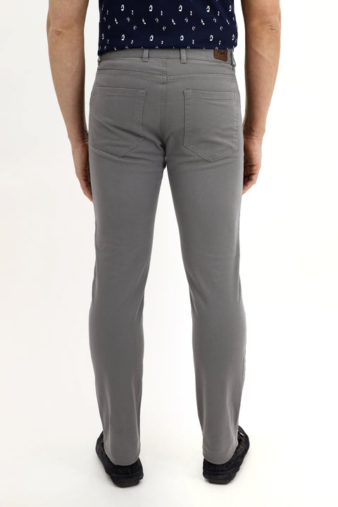 Mid Smoke Relaxed Fit Stretch Canvas / Chino Trousers