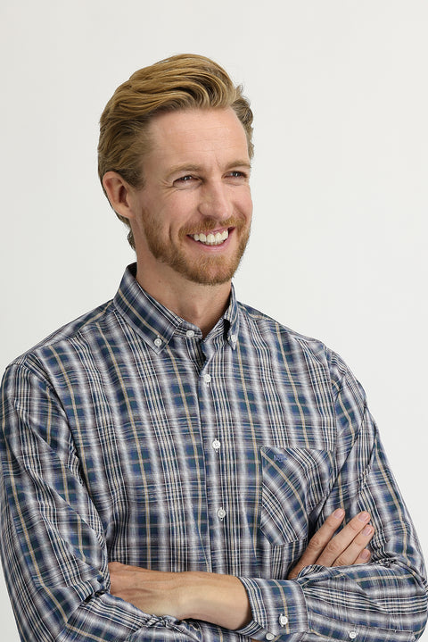 Dark Burgundy Long Sleeve Regular Fit Plaid Shirt