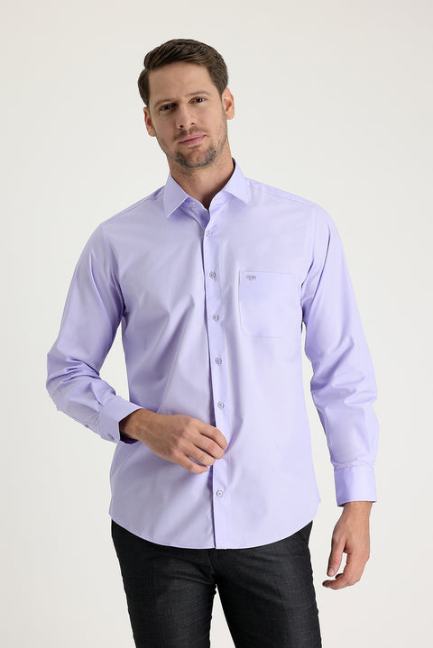 Light Purple Long-Sleeve Classic Cotton Shirt