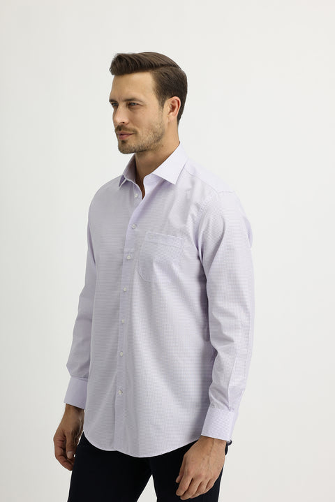 Lilac Long Sleeve Regular Fit Plaid Shirt