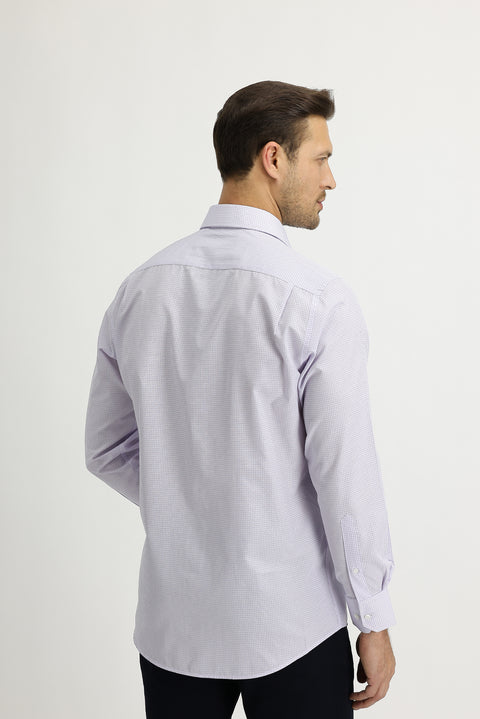 Lilac Long Sleeve Regular Fit Plaid Shirt