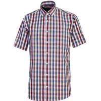 Medium Pink Short Sleeve Regular Fit Plaid Shirt