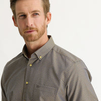 Dark Yellow Short Sleeve Regular Fit Patterned Shirt