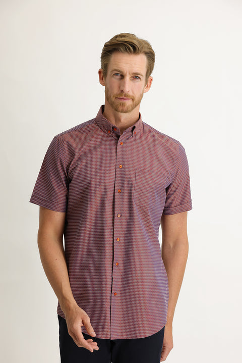Medium Orange Short Sleeve Regular Fit Patterned Shirt