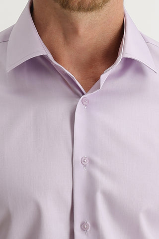 Lila Uzun Kol Slim Fit Dar Kesim Non Iron Pamuklu Gömlek