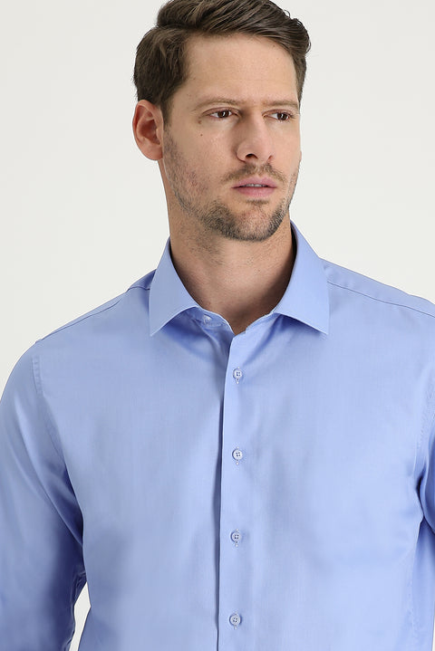 Light Blue Long Sleeve Slim Fit Classic Non-Iron Cotton Shirt