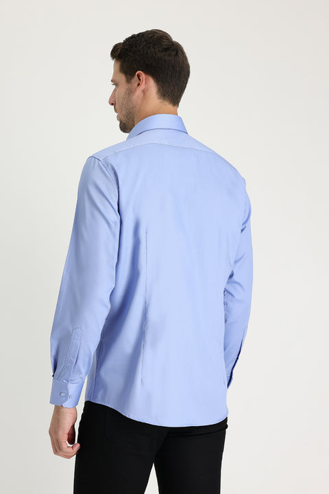 Light Blue Long Sleeve Slim Fit Classic Non-Iron Cotton Shirt