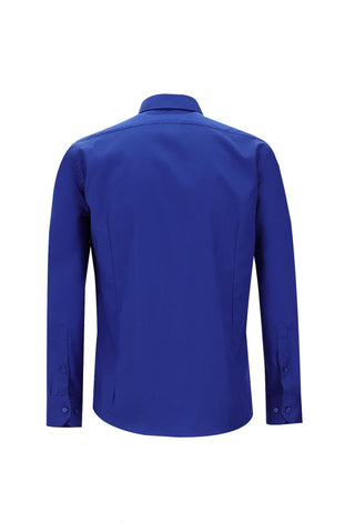 Saks Mavi Uzun Kol Slim Fit Dar Kesim Klasik Non Iron Pamuklu Gömlek