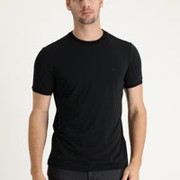 Black Crew Neck Slim Fit Embroidered T-Shirt
