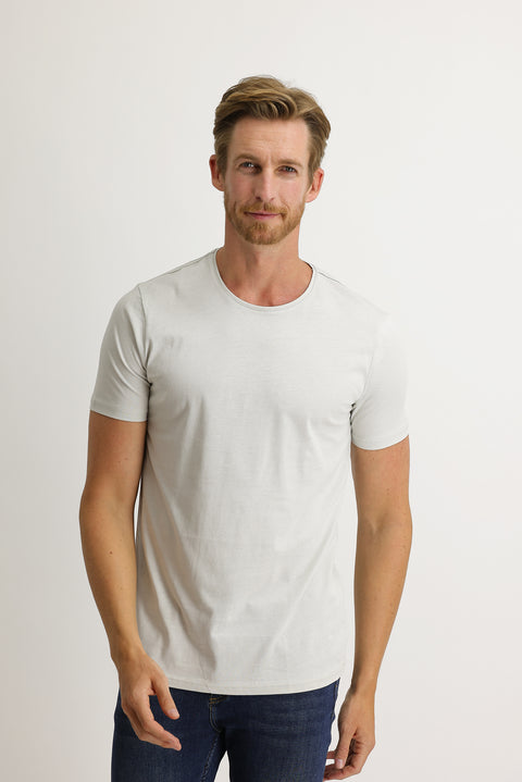 Stone Crew Neck Slim Fit Narrow Cut Cotton T-Shirt