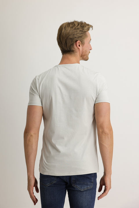 Stone Crew Neck Slim Fit Narrow Cut Cotton T-Shirt