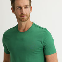 Forest Green Crew Neck Slim Fit Narrow Cut Cotton T-Shirt
