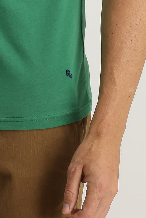 Forest Green Crew Neck Slim Fit Narrow Cut Cotton T-Shirt