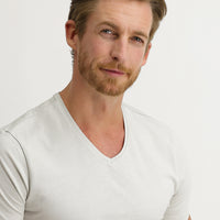 Stone V-Neck Slim Fit Narrow Cut Cotton T-Shirt